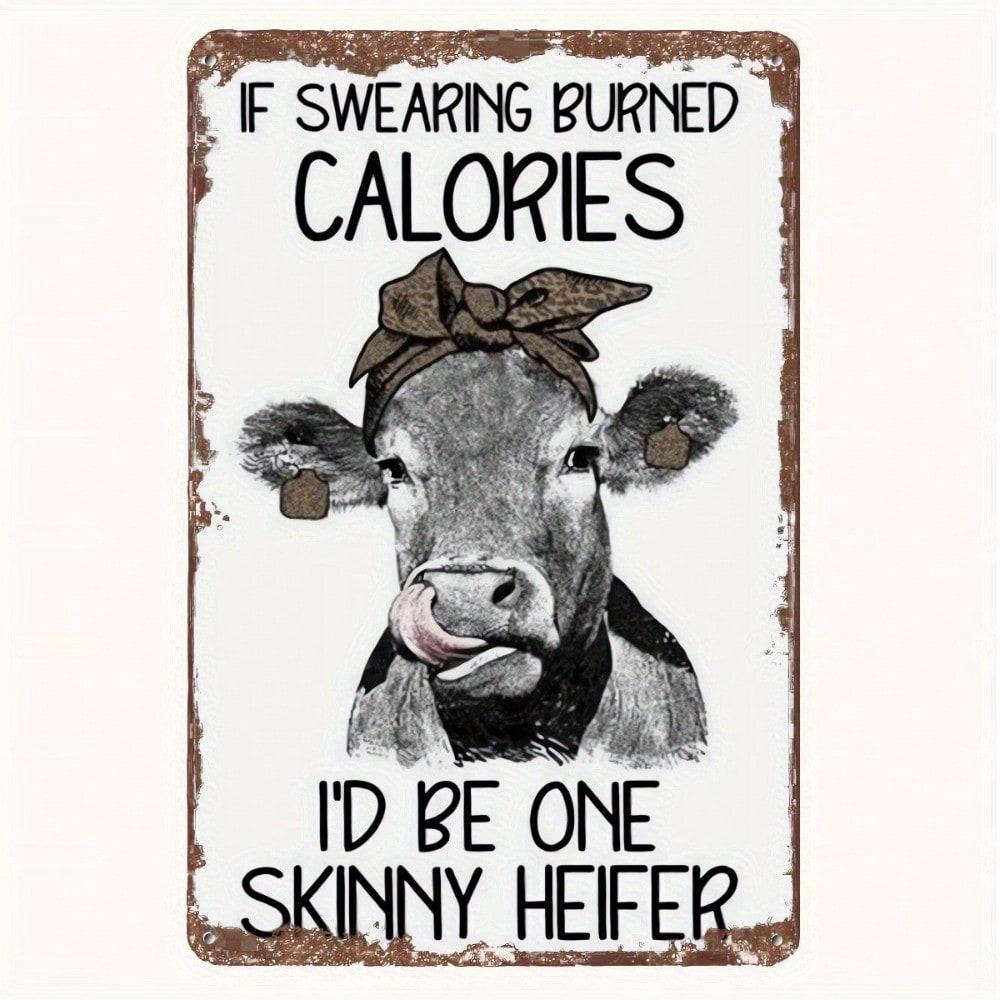 Metal Wall Art Farmhouse Cow Humor Poster Rusty Kitchen Bar Decor 8x12
