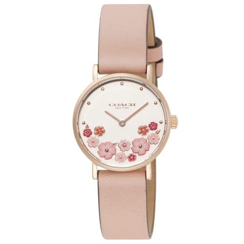 Coach PERRY Women's 28mm Stainless Steel Quartz Watch (14503769) In Pink with a Beige Dial