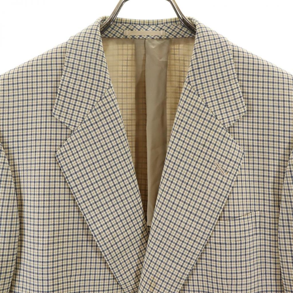 Lanvin Check Pattern Long Sleeve Tailored Jacket R46-44 Beige Men's Used