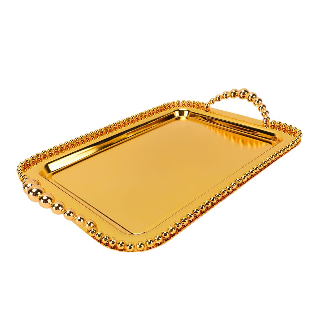 Multifunctional Serving Tray Rectangular Jewelry Dessert Food Tray with Dual Handle for Afternoon Tea Wedding Party
