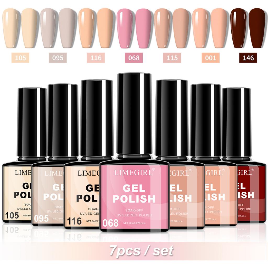 7 Colors Gel Nail Polish Set Fall Winter Trendy Shades UV LED Soak Off Nail Gel for Salon Home DIY Manicure