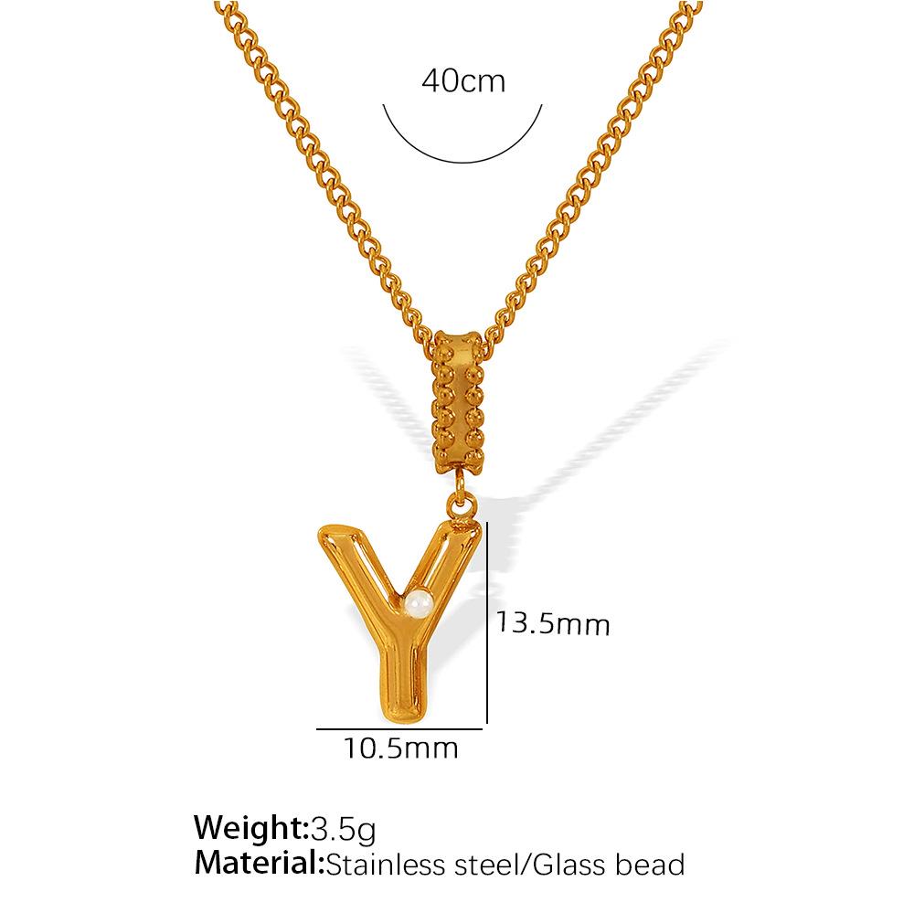 18k Gold-Plated Titanium Steel Bubble Letters Necklace for Women