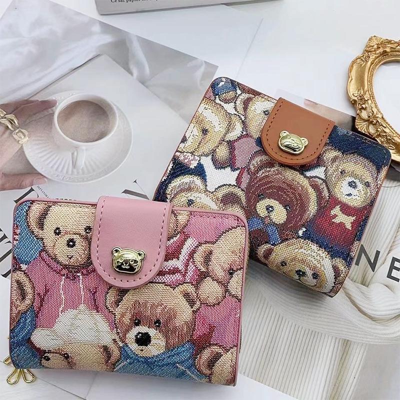 Cute Little Bear Shape Women'S Wallets Trend Zero Wallet Zipper Multi-Card Bit Purse