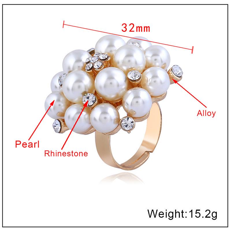 European and American Fashion Adjustable Pearl Ring - Popular Open Design