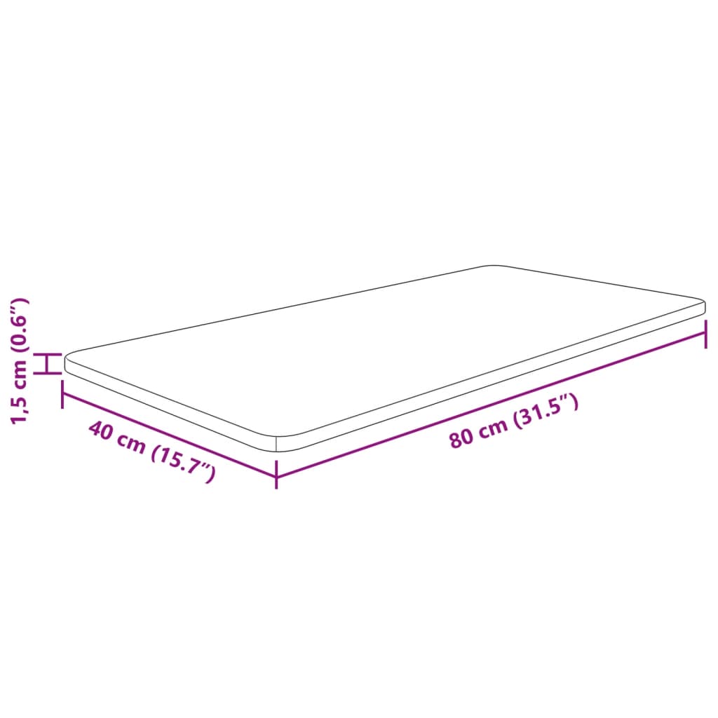 Vidaxl Blat Do Łazienki, 80X40X1,5 Cm, Surowe Lite Drewno