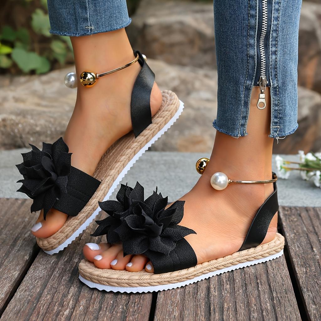 Westerse Stijl Dames Nieuwe Zomer Parel Bloemen Comfortabele Antislip Casual Mode Buiten Lichtgewicht Slippers, Dames Schoenen