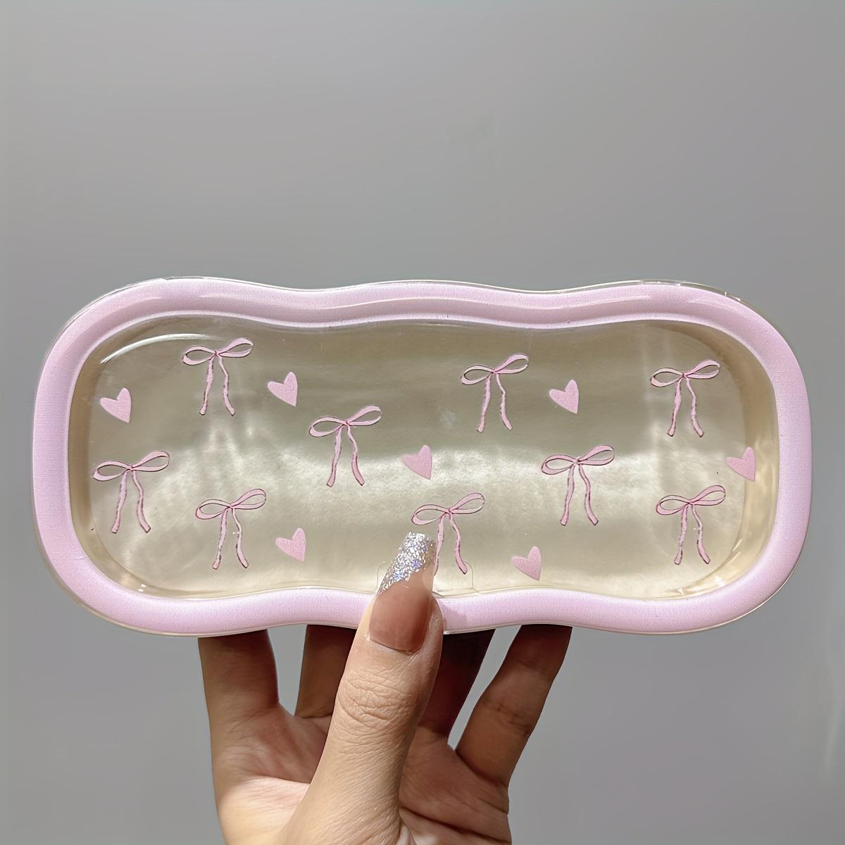 

Compact Magnetic Glasses Case with Heart-shaped Bow Design - Transparent, Pressure Resistant, Portable Glasses Storage Box розовый