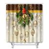 Christmas Shower Curtain Floor Mat Combination Four-Piece Set Bathroom Toilet Carpet Shower Room Mat Foot Mat