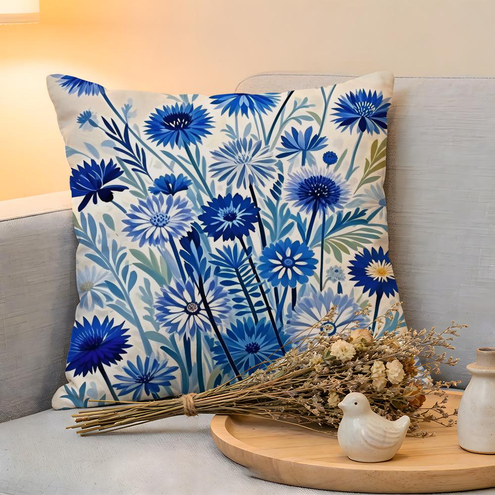 Cushion Cover  Linen  SkinFriendly Soft Decorative Case for Sofa Home Decor Cornflower Pillow Cover