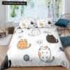 Cartoons Niedliche Katze Bettbezug Bettdeckenbezug Kissenbezug Junge Mädchen 2/3-teiliges Bettwäscheset King Queen Größe Kitty Polyester Bettdeckenbezug