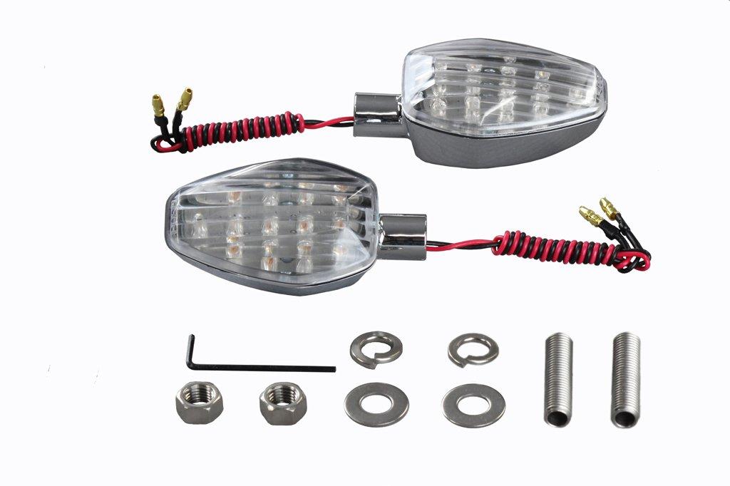 POSH 096052 LED Turn Signals for Motorcycles (SF Type), Plated Body/Clear Lens, Lightweight LED Turn Signals, Single Specifications