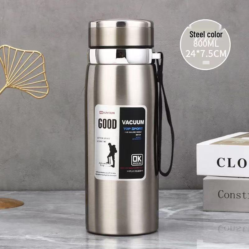 Stainless Steel Insulated Thermos Cup: Large Capacity, Portable for Tea & Water - Perfect for Men and Women, Ideal for Outdoor, Car, and Office Use