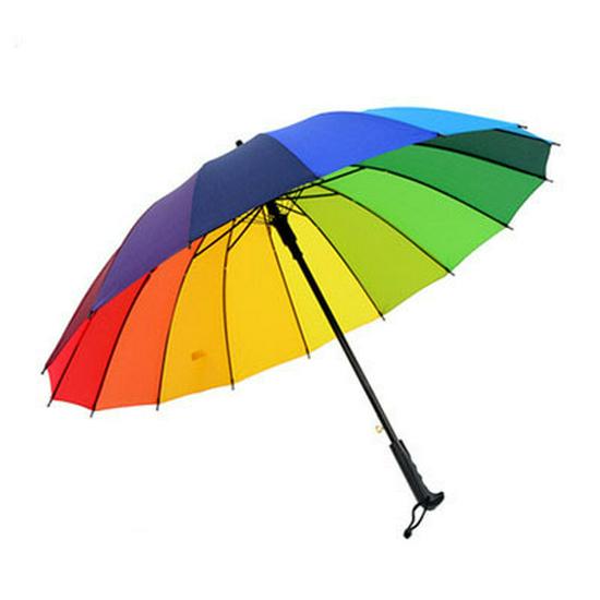 

Free Shipping Rainbow Umbrella: 16 Ribs, 8 Double Ribs, Water-Repellent, Sun & Rain Protection, Creative Design