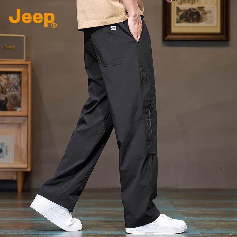 Jeep Men's Summer Lightweight Loose Straight-Leg Cargo Pants