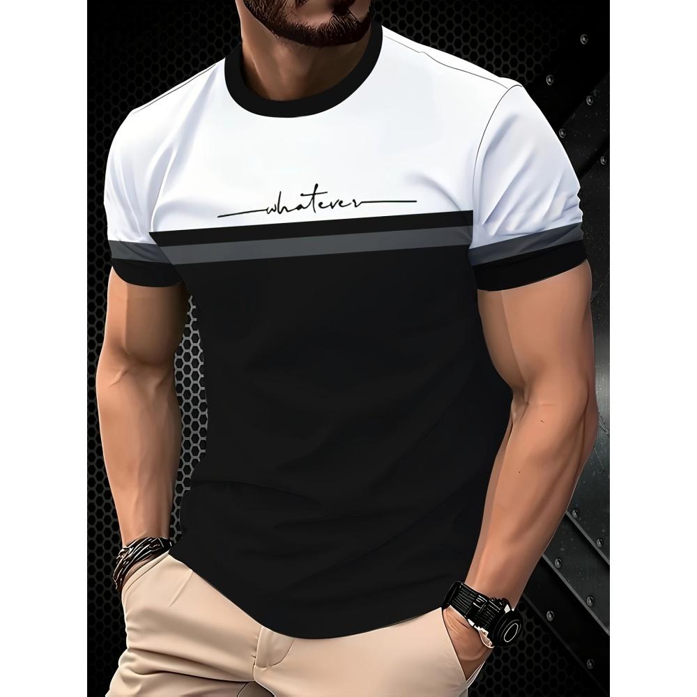 Men's T-shirt Striped 3D Casual Breathable O-neck Men's Short Sleeved Outdoor Sports Men's Clothing Summer Loose Men's T-shirt