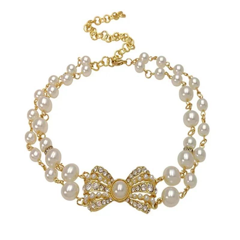 Gorgeous Imitation Pearl Choker Necklaces for Women Irregular Pearls Chain Pendant Fashion Jewelry Wedding Necklace Party Gift