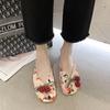 Fashion Sandals with Bow Flat Shoes for Women Printing Woman Mules Slippers on Sale Wholesale Vip Korea Style Chic and Elegant 39 Slides