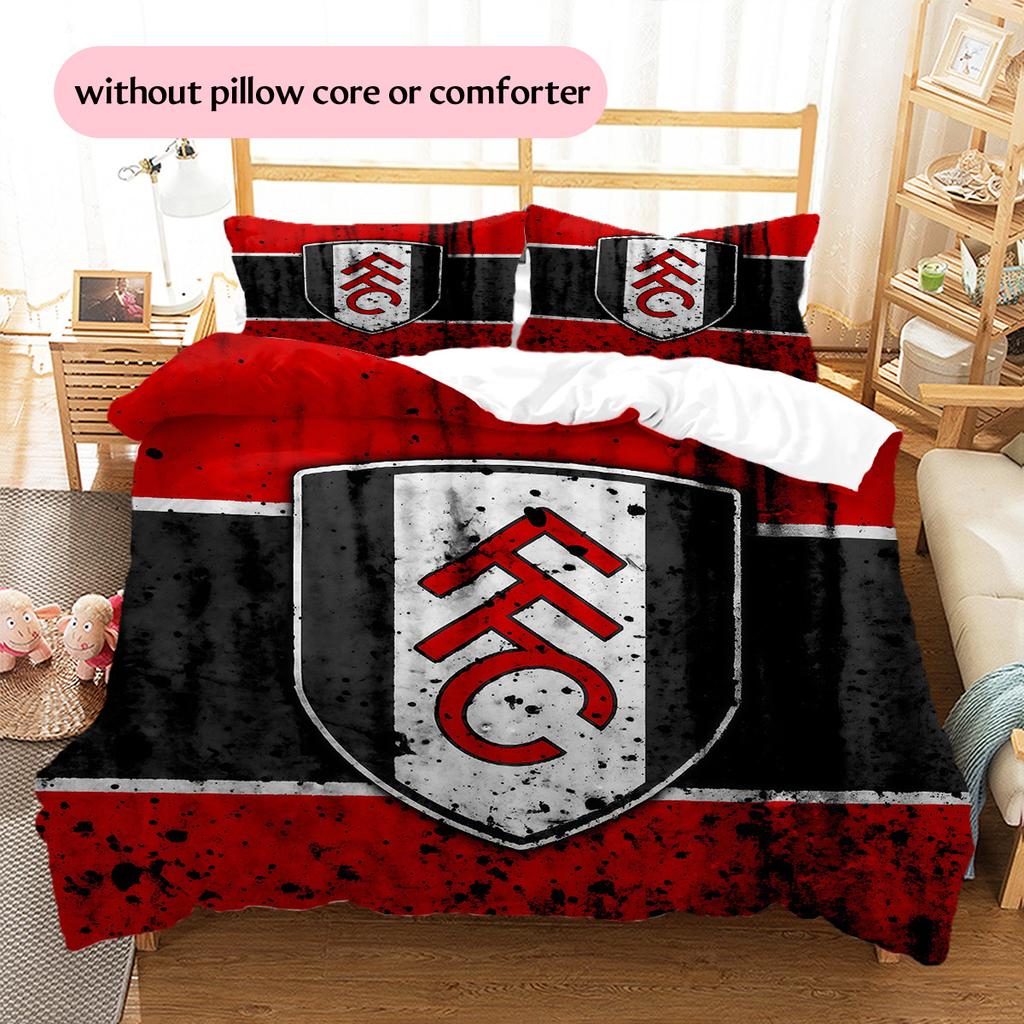 Fulham FC Pattern Bedding Quilt Set Home Decoration Gift (1 * duvet cover + 2 * pillowcase without core)