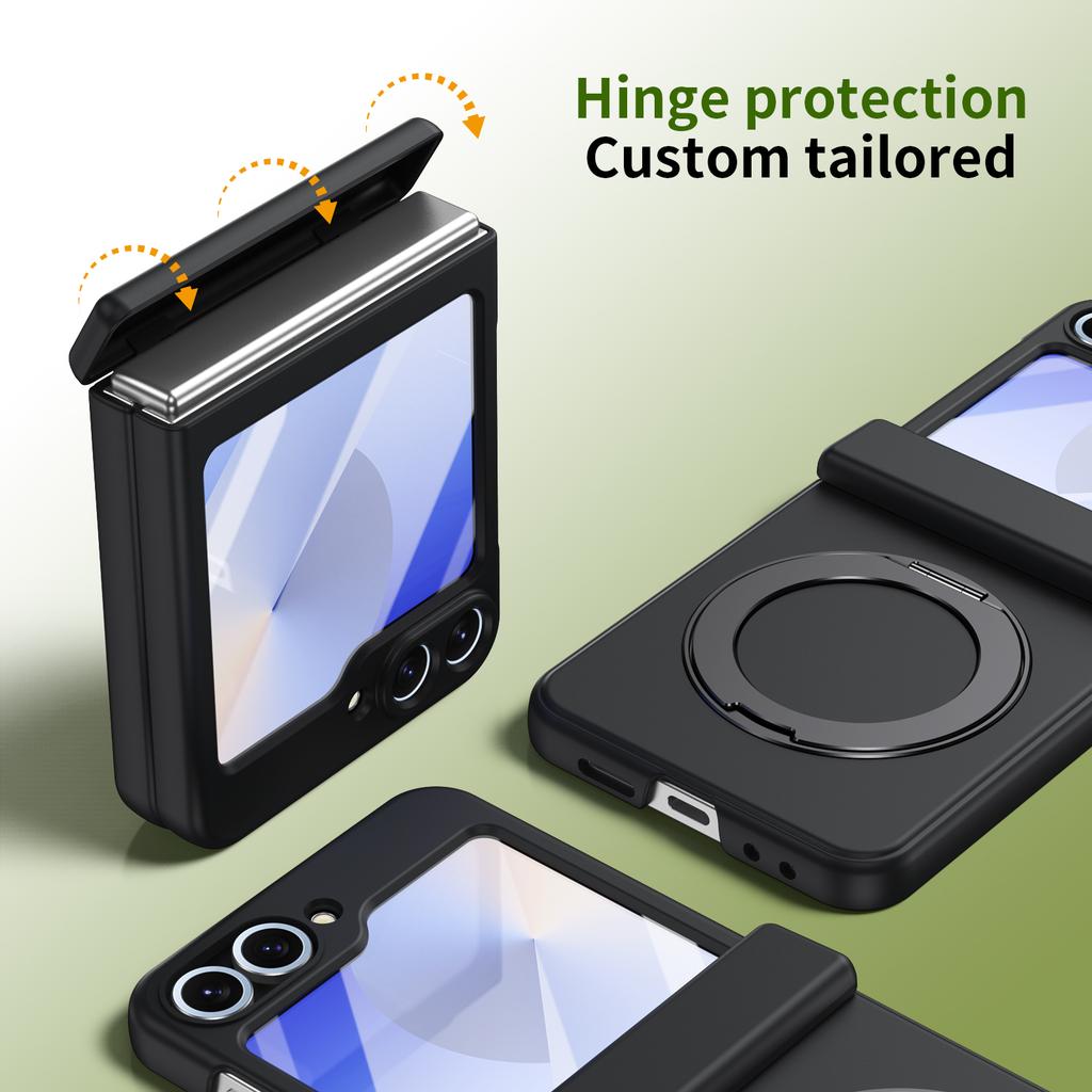 Full Body Tempered Glass Film Magnetic Case for Samsung Galaxy Z Flip8 5G Flip7 FE Flip 8 6 5 7 Flip6 Flip5 Ring Holder