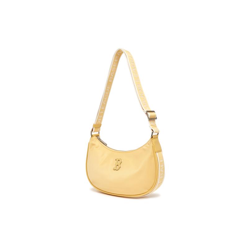 MLB Artificial Leather With Nylon Hobo Underarm Bag, Shoulder Bag Women's Lemon Bright Yellow Casual