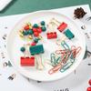 Christmas Gift Set: Red, Green & Gold Binder Clips, Paper Clips & Thumbtacks in Four-Grid Box