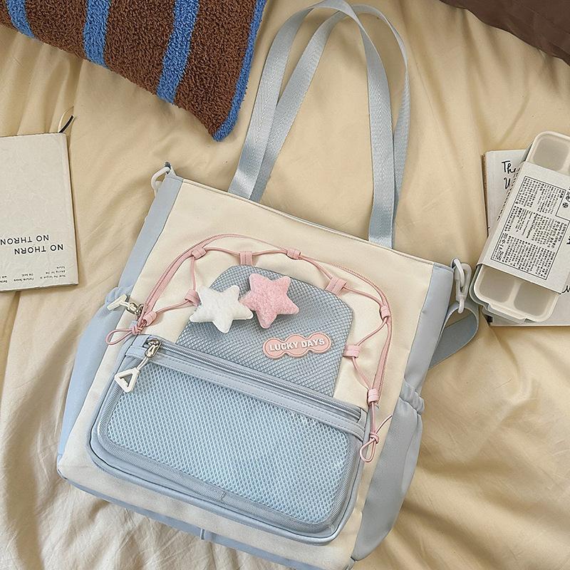 Large capacity Girl Messenger Bag Korean Joker Junior High School Students' Class Tutoring Handbag Leisure Joker Shoulder Bag.