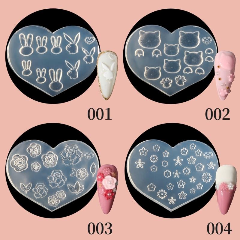 Silicone Nail Art Handicrafts Moulds DIY Nail Tools Accessories Nail Carving Molds Silicone Material for Nail Decoration