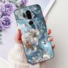 Para LG G7 ThinQ Funda Silicona Negra Gato Lindo Flores de Moda Trasera Pintada Genial Para LG G7ThinQ Funda de Teléfono LMG710EM