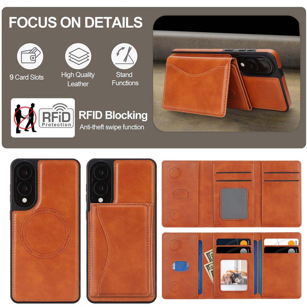 Magnetic 2 - In - 1 Case Wallet for Samsung S24 - 25 Series, Shockproof & RFID Blocking, 9 - Card Storage & Stand