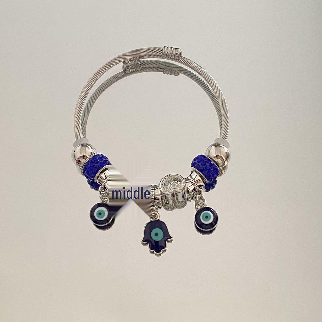 Panjia Dora Women's Stainless Steel Beaded Bracelet - European American Versatile Luxury Jewelry