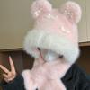 Fluffy Bow Ear Protection Hat Thickened Lei Feng Cap Personality Beanies Cap  Winter/Autumn