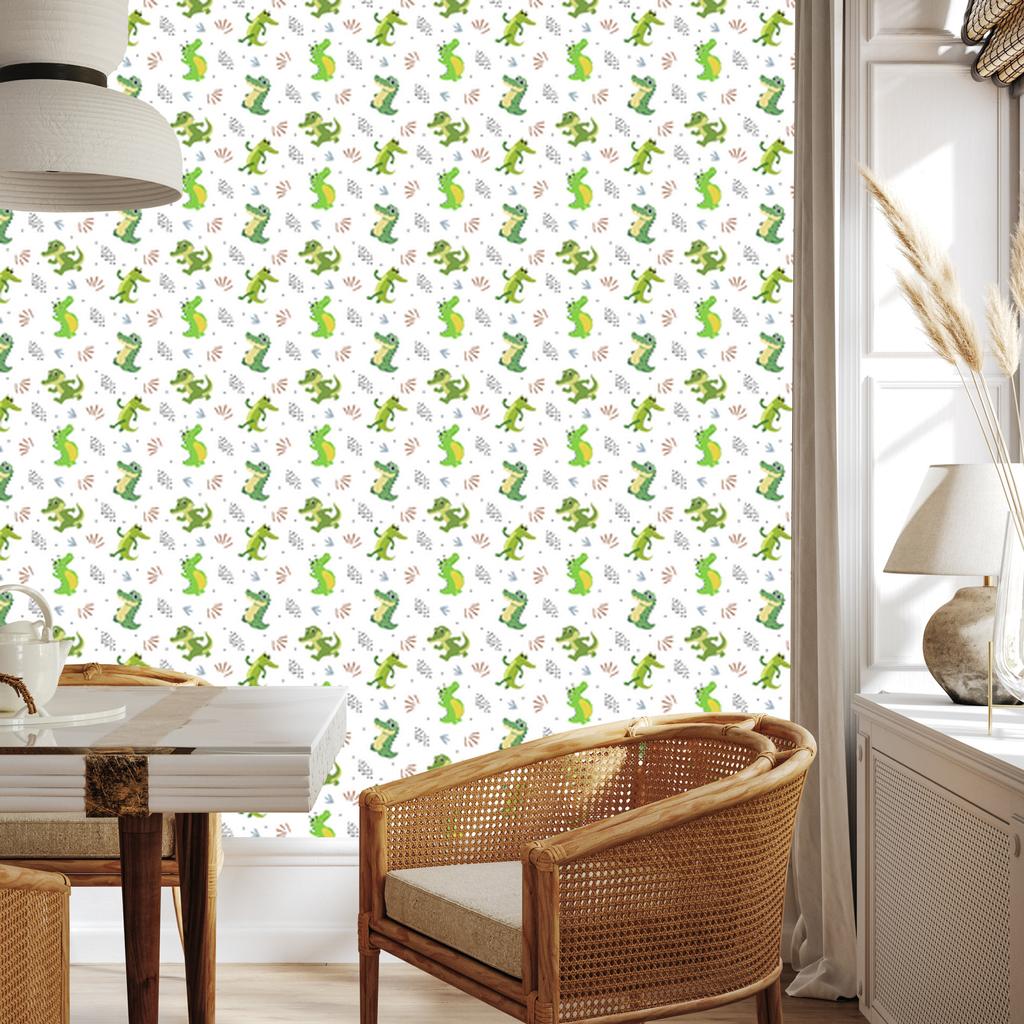 Crocodile Wallpaper White for Living Room and Bedroom 50x1000