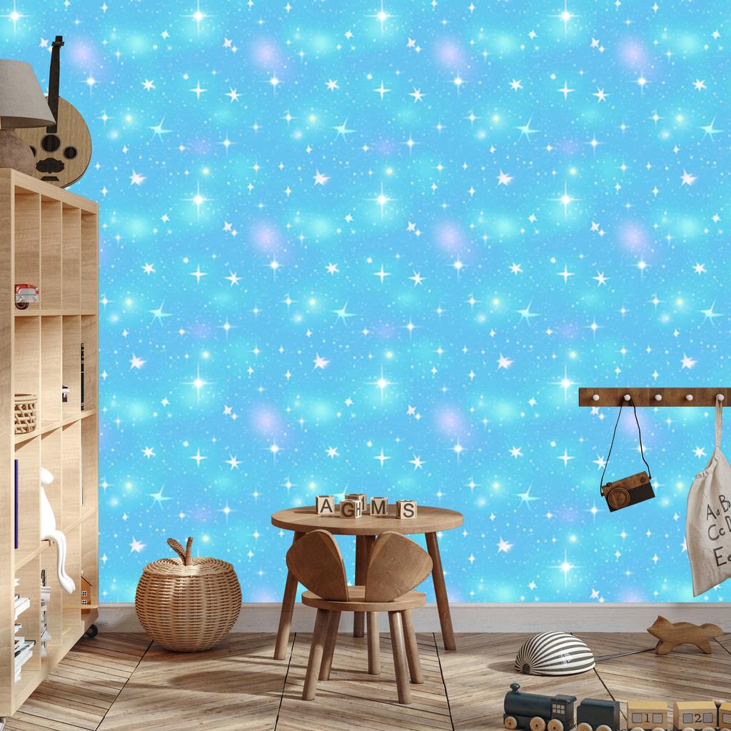 Watercolor Galaxy Wallpaper Turquoise and Azure for Living Room and Bedroom 50x1000