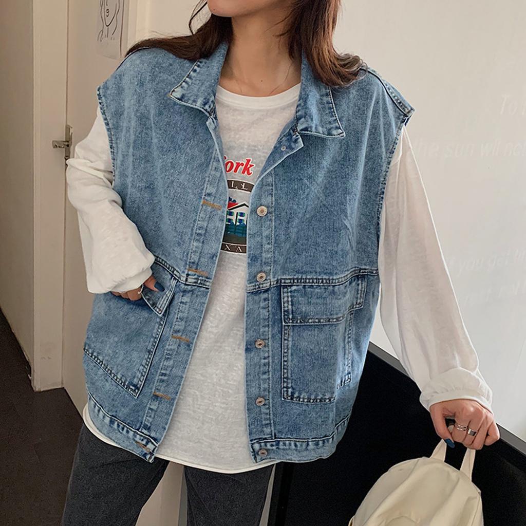 Ladies' Waistcoat, Mid-length Denim Jacket, Loose Top Garment