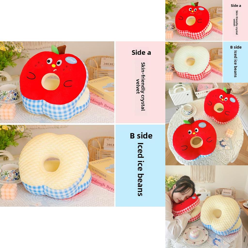 Breathable Ice Silk Hand Pillow With Embroidered Cartoon Design For Office And Library