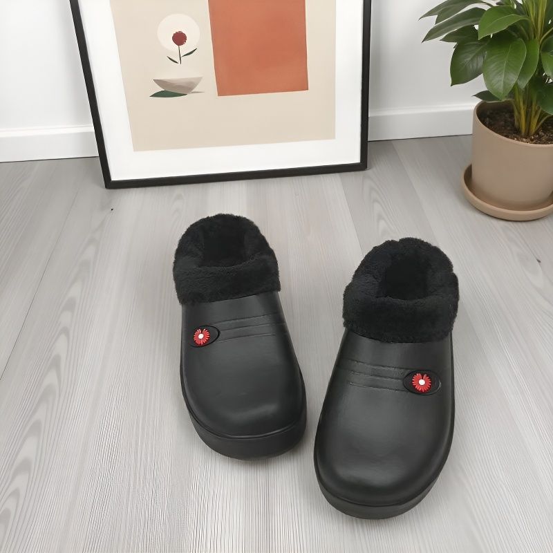 

Winter velvet half-mop cotton rain shoes thick-soled integrated EVA warm and waterproof half-slippers cotton slippers 36-37