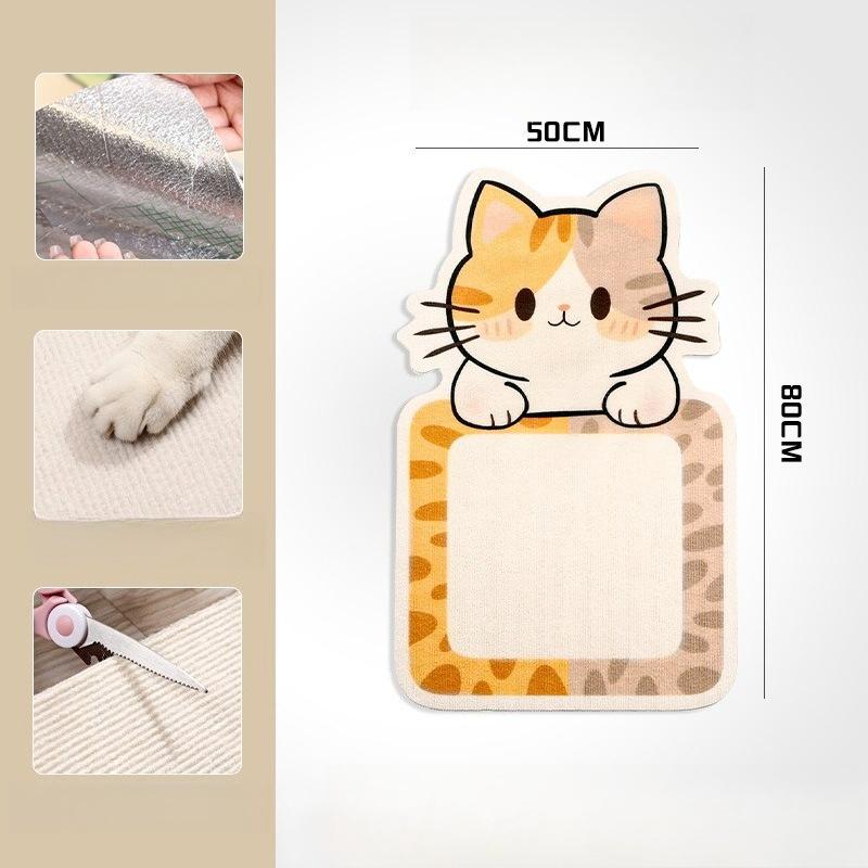 

Fun Shape Self-Adhesive Cat Wall Scratcher Pad Cartoon Design Wear-Resistant Cat Climbing Mat for Home Wall Decor 50*80cm