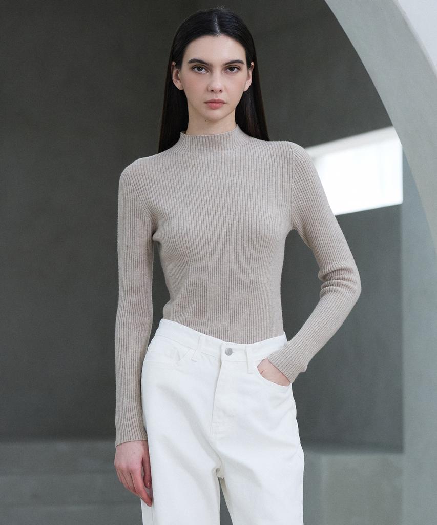 PLUNASTUDIO Ribbed Half Turtleneck Knit_4 Colors