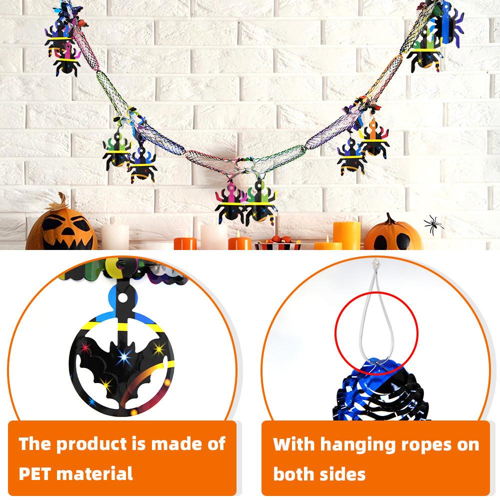 Cheerful Halloween Themed Hanging Decorations With Colorful Pumpkin Ghost Bat And Spider Designs