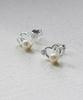 Alleun Silver 925 Heart Cubic Freshwater Pearl Stud Earrings
