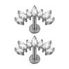 Contemporary Curved T Bar Threaded Ear Bone Studs Portable Alloy Body Jewelry