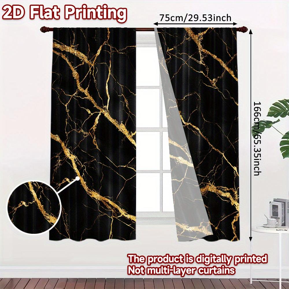 Modern Black Gold Curtains Metallic Design Living Room Bedroom Office Style Light Filtering Made Of Polyester Area Decor