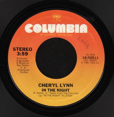 7-Zoll-Schallplatte CHERYL LYNN - In The Night 1802511 Columbia 1981 US Soul/Funk Gebraucht