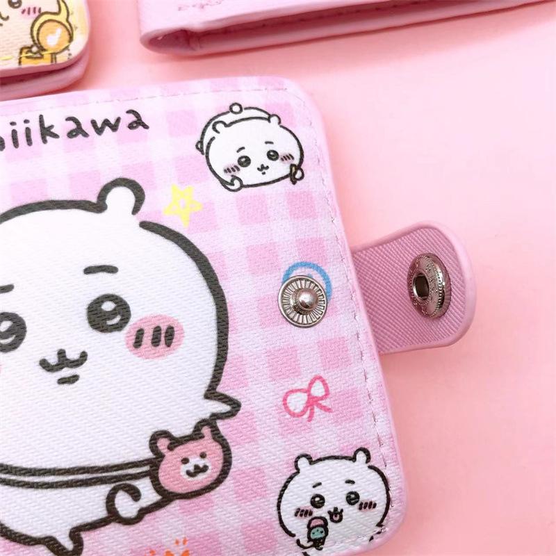 Kawaii Chiikawa Coin Bag Cute Cartoon Pu Leather Wallet Short 2-Fold Money Change Pouch Lovely Casual Card Holder With Buttons