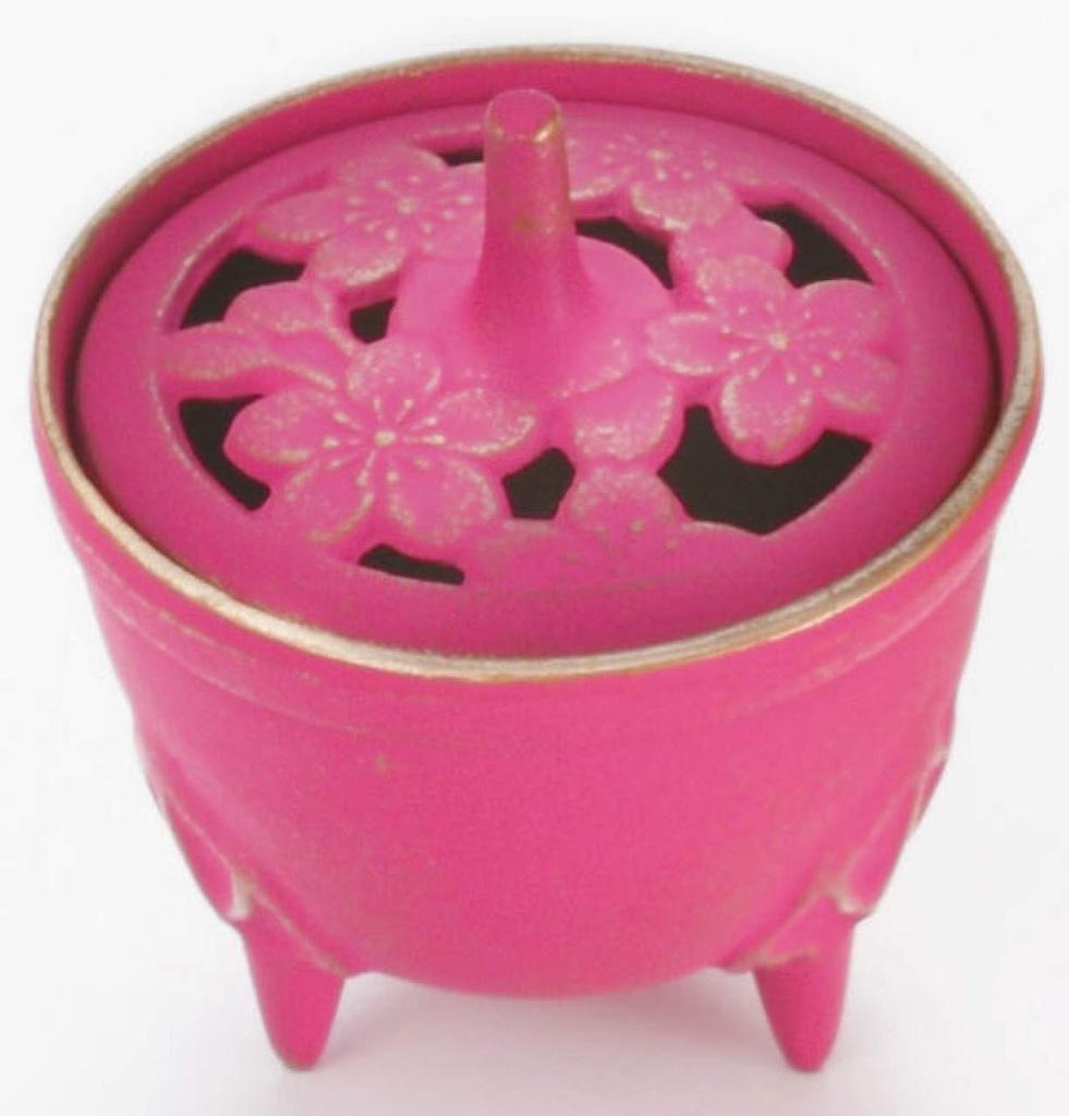 Iwachu Räucherstäbchen Sakura Maße x Nanbu Designer Zubehör Räucherstövchen, Design, Gold/Rosa, (cm) 8.5 H9, 29211, Eisenwaren,