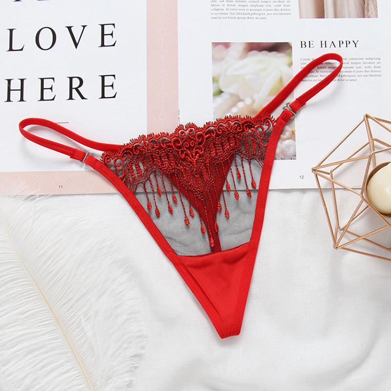 Sexy Floral Tanga Damen Höschen bestickt Mesh Garn Perspektive Frauen Unterwäsche T-Back G-String K74