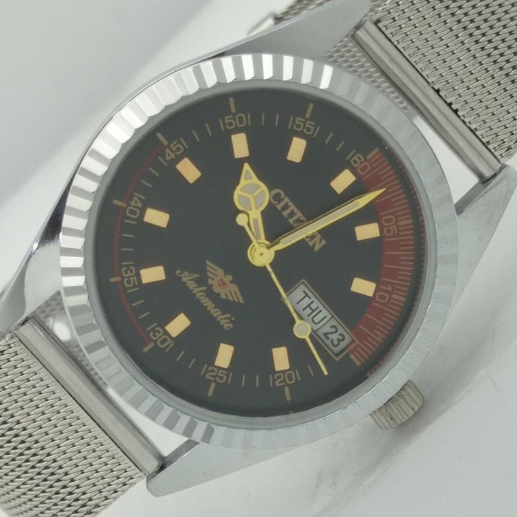 

REFURBISHED CITIZEN AUTOMATIC 8200 JAPAN MENS BLACK DIAL WATCH 009-a413217-2 Sku009-a413217