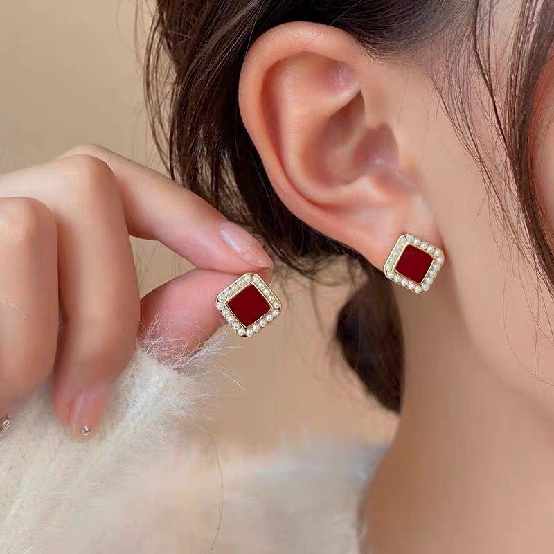 Red Heart Openwork Stud Earrings - 2024 New Design for Women