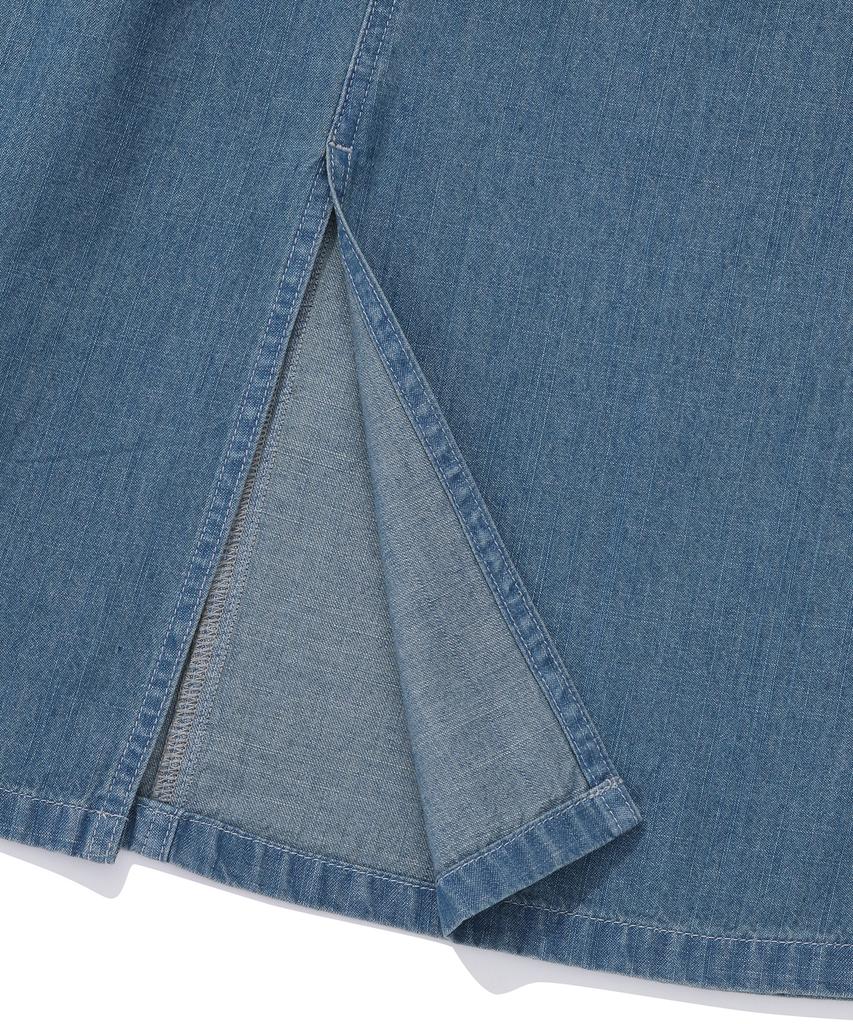 Columbia University Sl-Label Belted Denim Long Skirts Light Denim