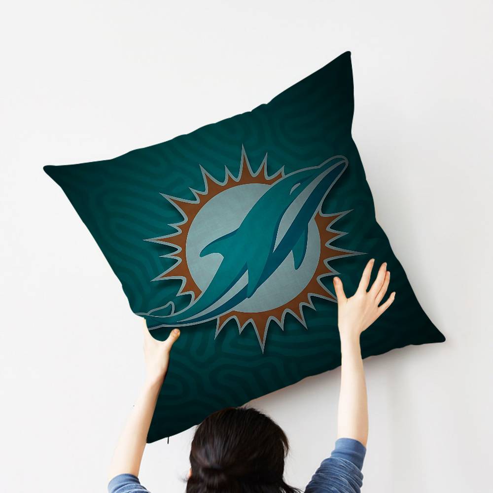 M-Miami D-Dolphins Cushion Cover Decorative Pillow Sofa Home Decor Case Pillow Cases